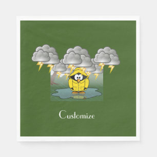 Shivering Rainy Day Penguin Thunder_Cove Napkins