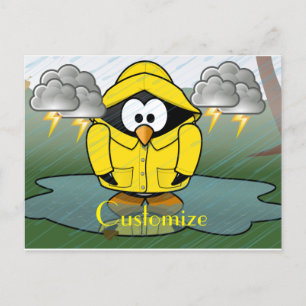 Shivering Rainy Day Penguin Thunder_Cove Postcard