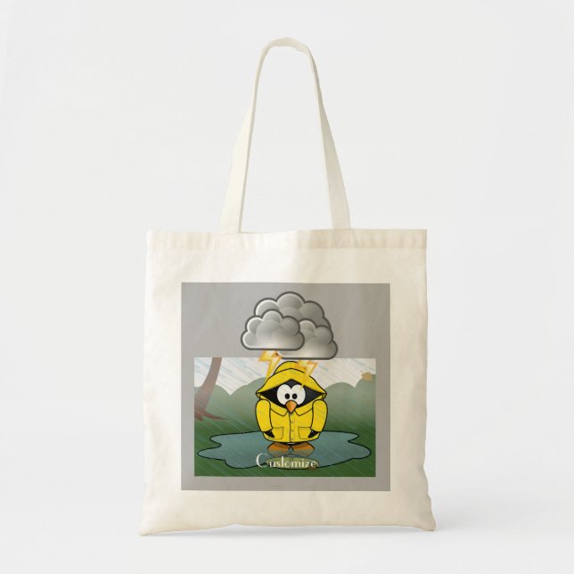Shivering Rainy Day Penguin Thunder_Cove  Tote Bag (Front)