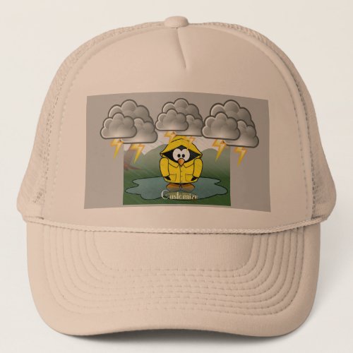 Shivering Rainy Day Penguin Thunder_Cove Trucker Hat