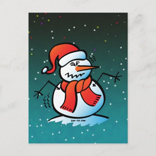Shivering Snowman Postcard