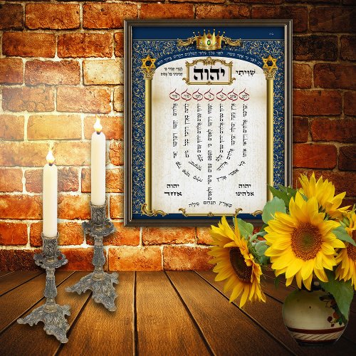Shiviti Hebrew Prayer _ Psalm 67 Canvas Art Print