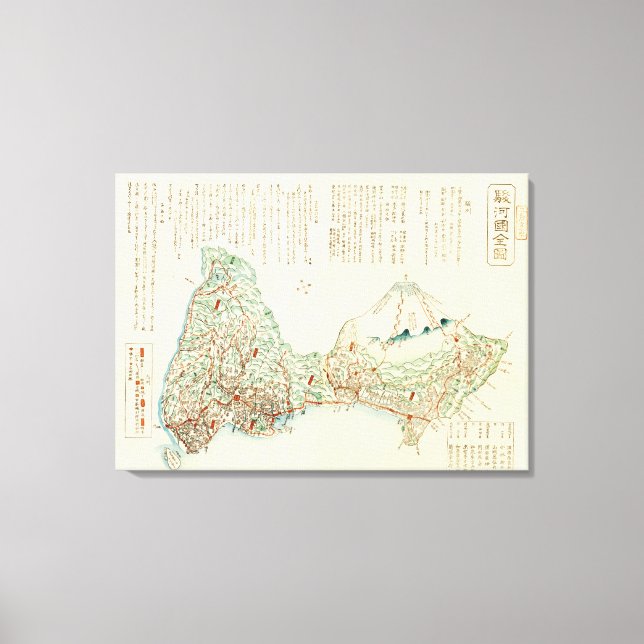 Shizuoka-ken, JapanPanoramic Map Canvas Print (Front)