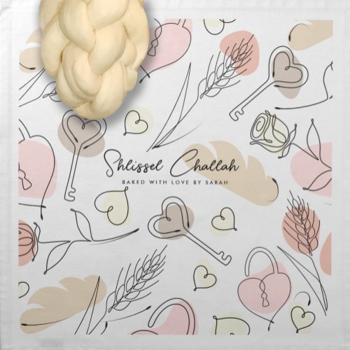 Shlissel Challah Modern Sketch Rising Dough Cover  Cloth Napkin
