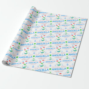 Shoal Bay, Anguilla Color Text And Images Pattern Wrapping Paper