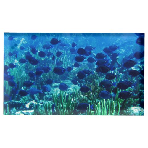 Shoal of Blue Discus Fish Table Card Holder