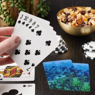 Shoal of Blue Discus Fish Underwater Photo Poker Cards