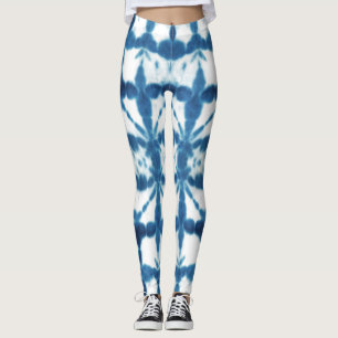 Shobori Blue Tie Dye Print Pattern Leggings