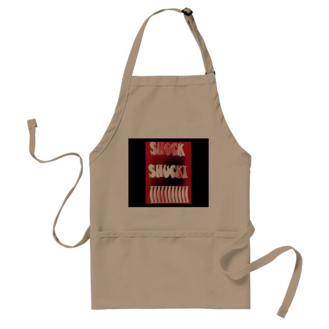 Shock red and black patterned adult apron (Front)