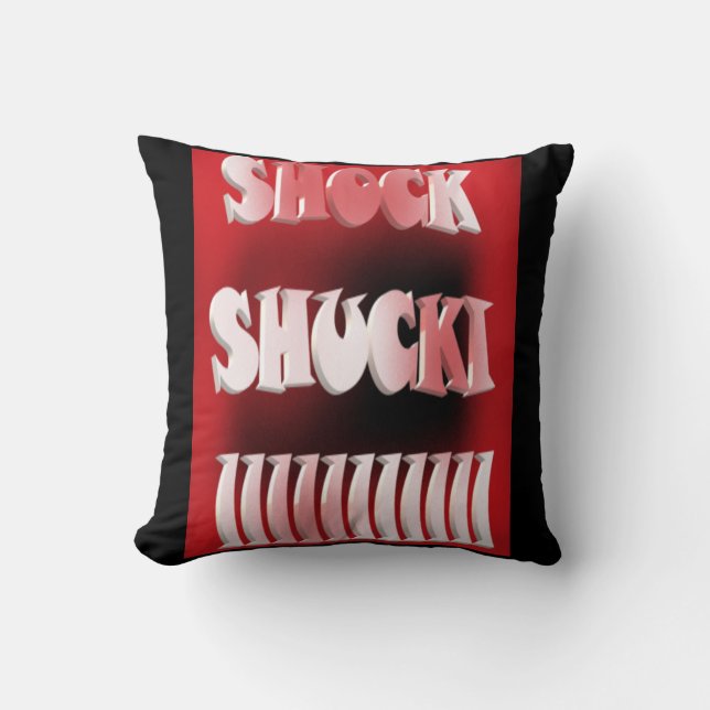 Shock red and black patterned throw pillow (Front)