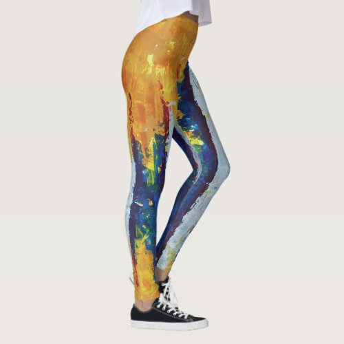 Shock Wave Sound Wave blue and silver stripes Leggings