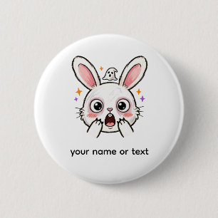 Shocked Bunny Halloween Ghost Face Button