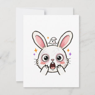 Shocked Bunny Halloween Ghost Face Note Card