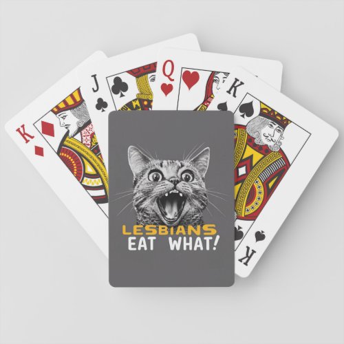 Shocked Cat Lesbians Eat What Funny LGBT Poker Cards
