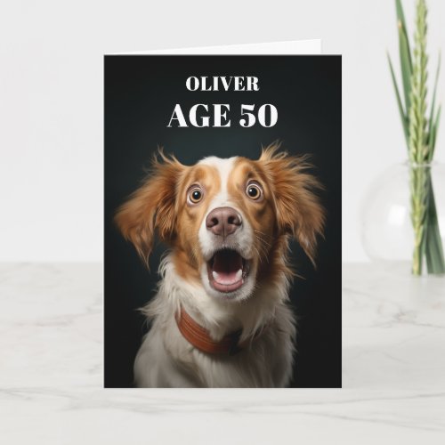 Shocked Dog Birthday Card Funny Cute Dog Theme Card
