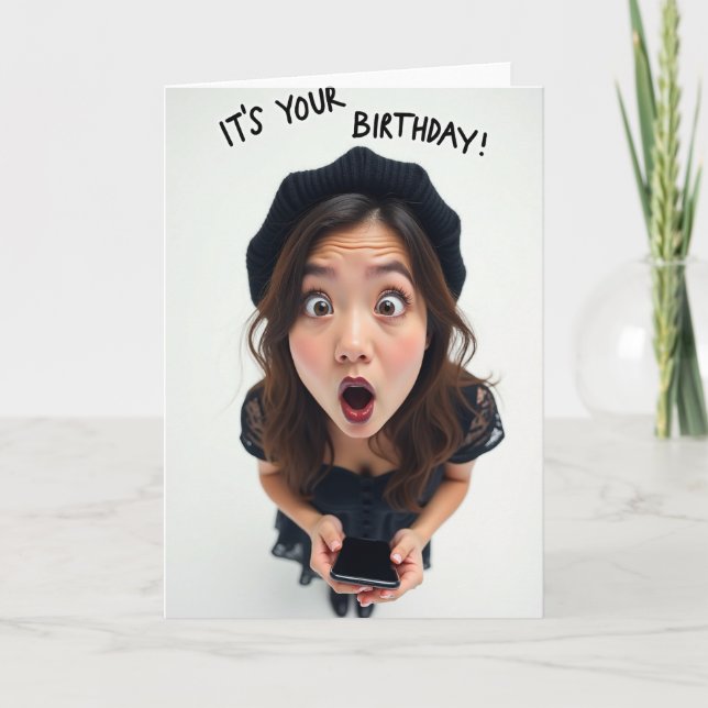 Shocked Expression Birthday Card (Front)