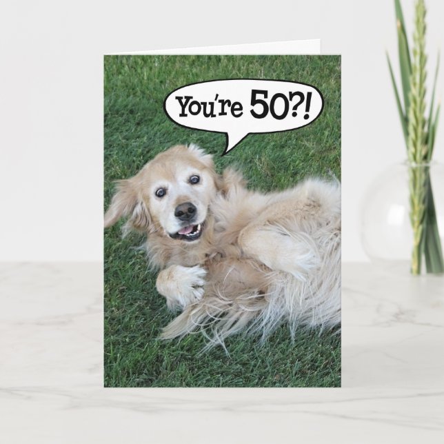 Shocked Golden Retriever Birthday Card (Front)