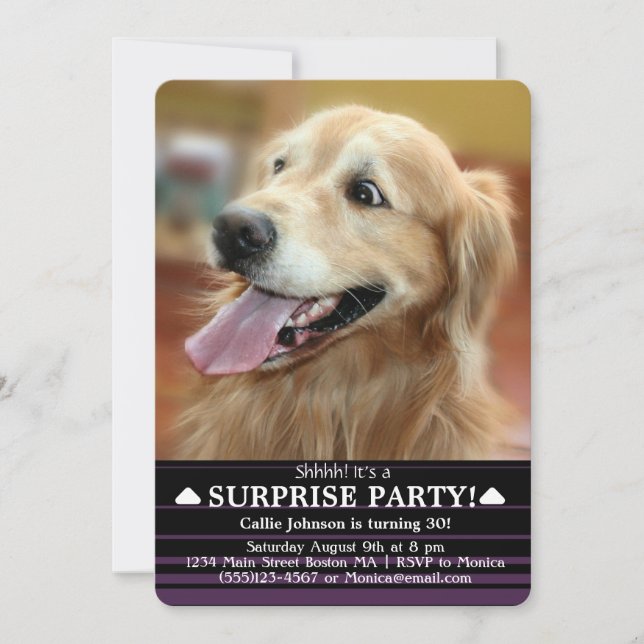 Shocked Golden Retriever Dog Surprise Party Invitation (Front)