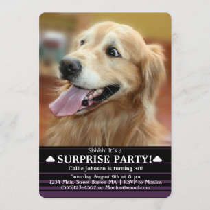 Shocked Golden Retriever Dog Surprise Party Invitation