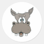 shocked hippo face classic round sticker