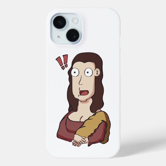 Shocked Mona Lisa iPhone 15 Case (Back)