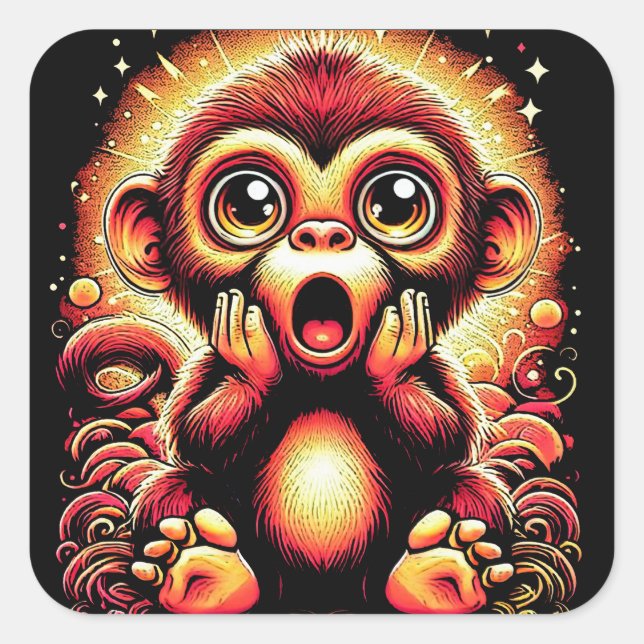 Shocked Monkey - Fun Kids Sticker  (Front)