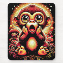"Shocked Monkey" Vibrant Art Mouse Pad