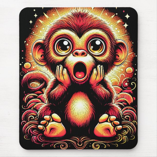 "Shocked Monkey" Vibrant Art Mouse Pad (Front)