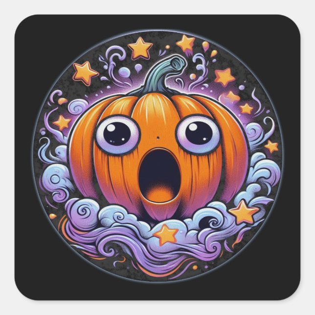 Shocked Pumpkin - Halloween Sticker No. 3 (Front)