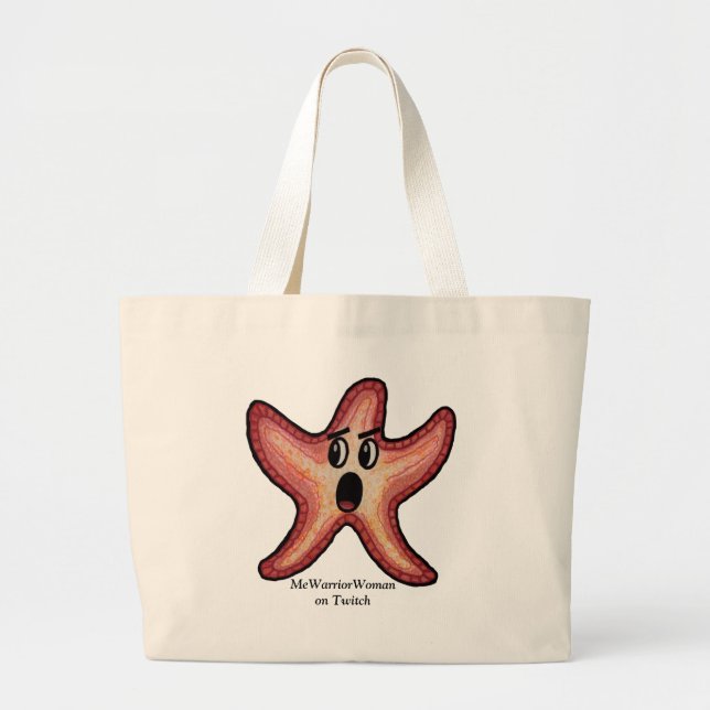 Shocked Starfish, MeWarriorWoman on Twitch Large Tote Bag (Front)
