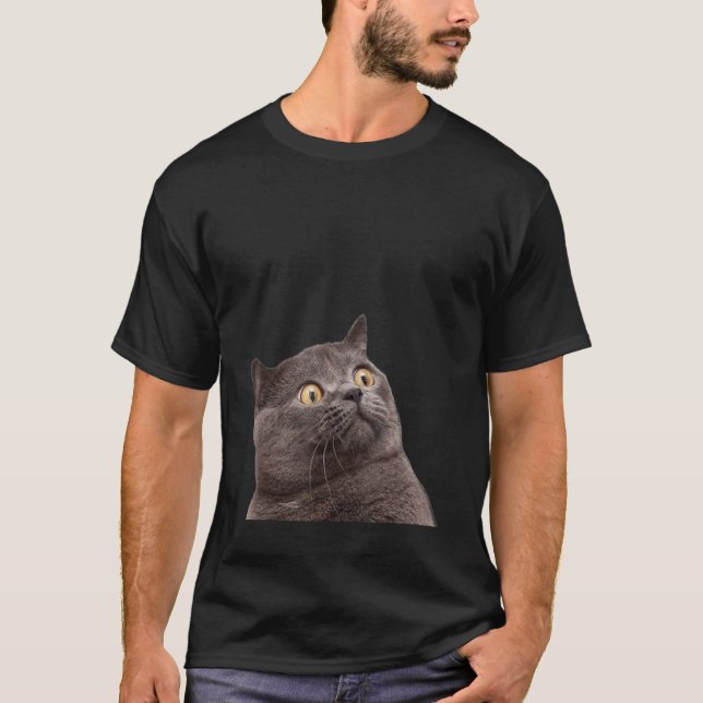Shocked Surprised Cat Meme T-Shirt (Front)