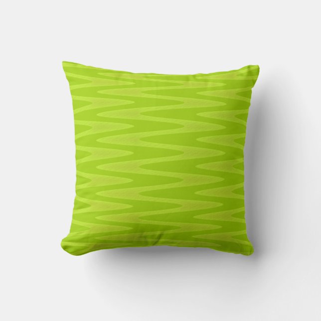 Shocking Bright Green Chartreuse Zigzag Pattern Throw Pillow (Front)