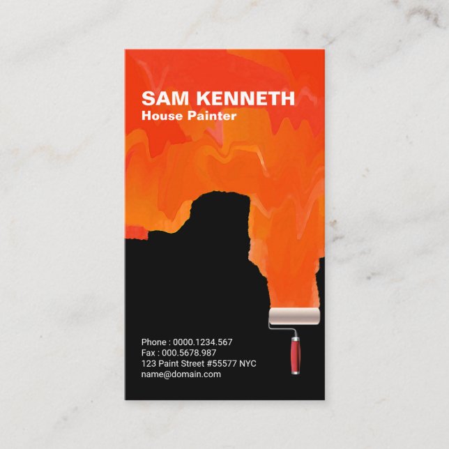 Shocking Bright Orange Paint House Painter Business Card (Front)