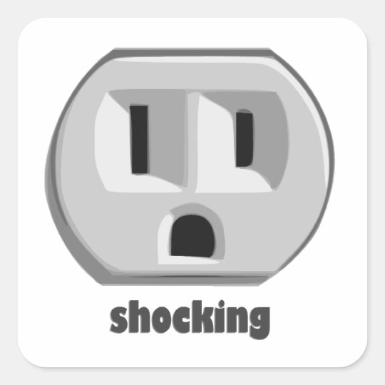 Shocking Electricity Wall Outlet Square Sticker
