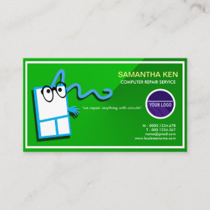 Shocking Green Funny Mouse PC Repair Business Card