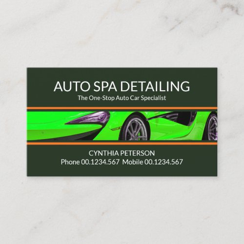 Shocking Green Sports Car Detailing Auto Car Wash Business Card