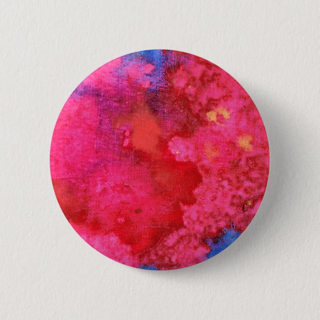 Shocking Hot Neon Pink Abstract Button (Front)