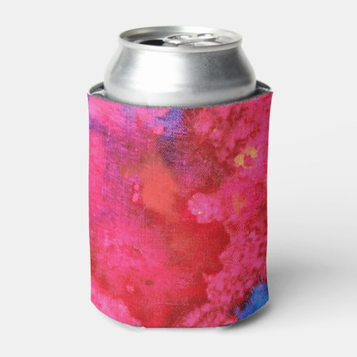 Shocking Hot Neon Pink Abstract Can Cooler