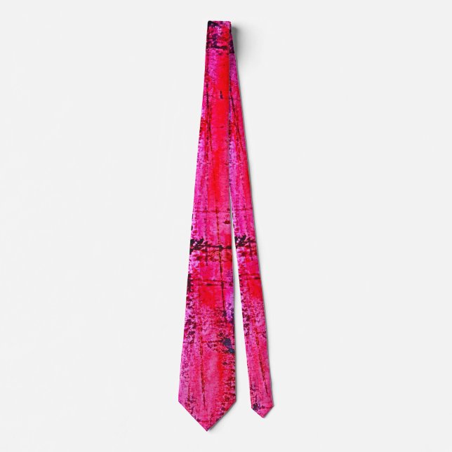 Shocking Hot Neon Pink Crimson modern abstract Neck Tie (Front)