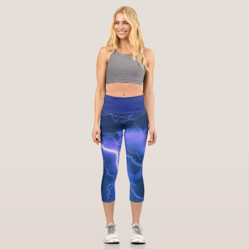 Shocking Lightning Strike  Capri Leggings