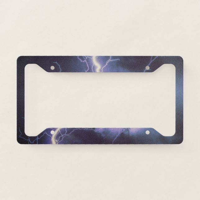 Shocking Lightning Strike License Plate Frame (Front)