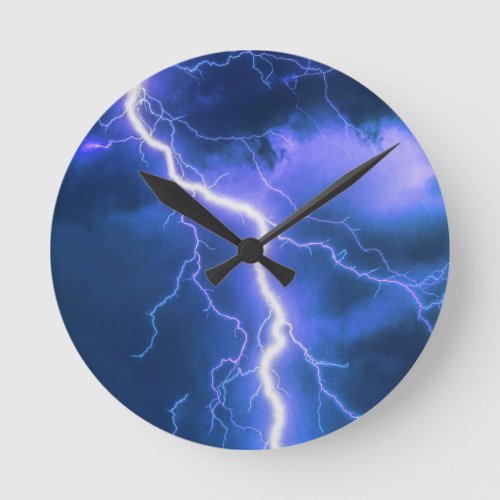 Shocking Lightning Strike  Round Clock