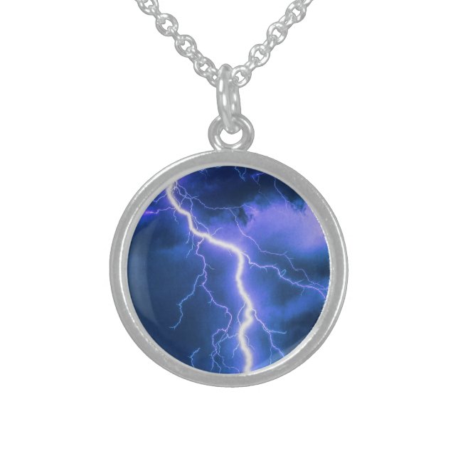Shocking Lightning Strike  Sterling Silver Necklace (Front)