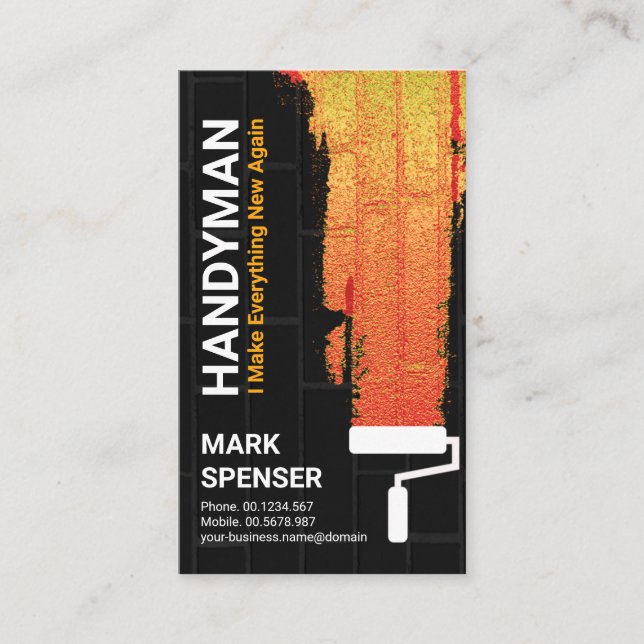 Shocking Luminous Paint Brick Wall Handyman Business Card (Front)