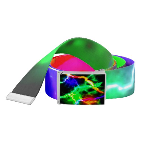 Shocking NEON Rainbow Colors Lightning Strikes Belt