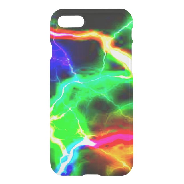 Shocking NEON Rainbow Lightning Trendy Popular Uncommon iPhone Case (Back)