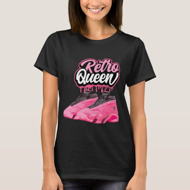 Shocking Pink 14s Sneaker Match Tees Retro Queen T (Front)