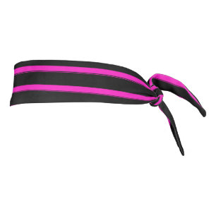 Shocking Pink and Black Stripes Tie Headband