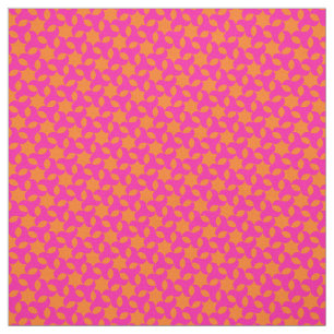 Shocking Pink and Orange Islamic Geometric Pattern Fabric