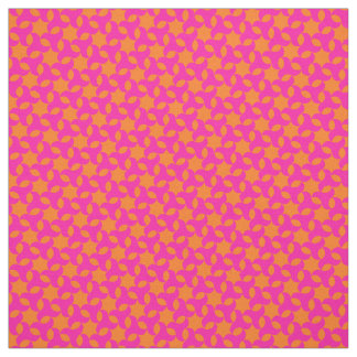 Shocking Pink and Orange Islamic Geometric Pattern Fabric